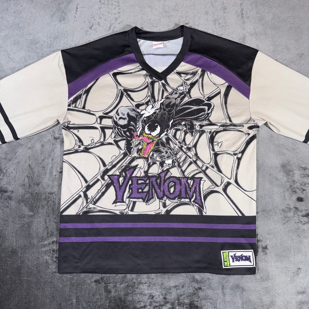 Marvel Venom Lethal Protector Hockey Jersey Mens Medium Black Purple 88 Graphic - Picture 2 of 15